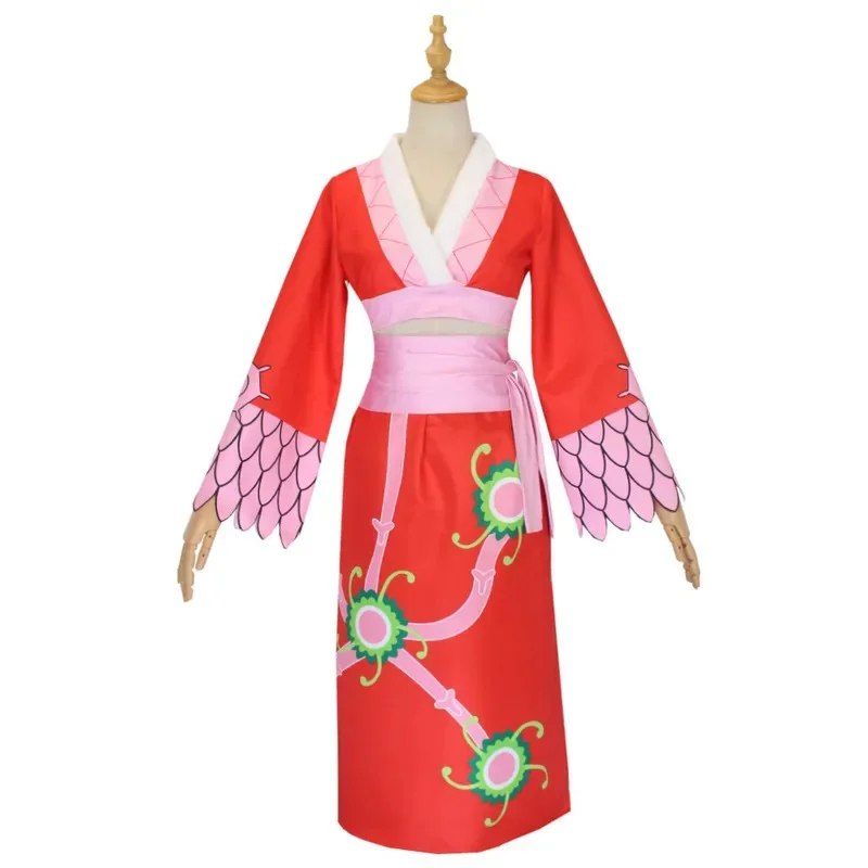 Anime Boa Hancock Cosplay Costumes Sexy Empire Red Kimono Dress Uniform Boa Hancock Earrings Halloween Costumes for Women