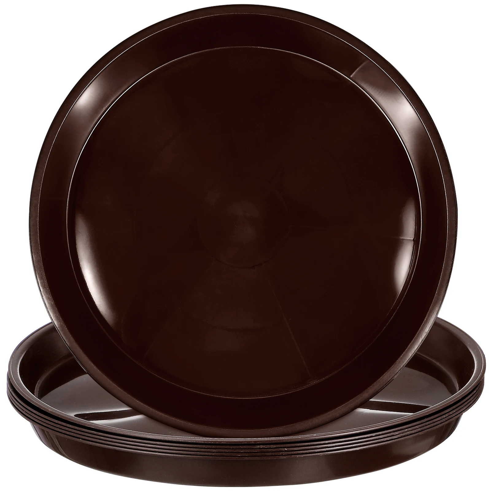 

5 Pcs Coffee Color Flower Pot Trays Round Plastic Plant Saucers 26CM Drip Plates for Balcony Garden Reusable