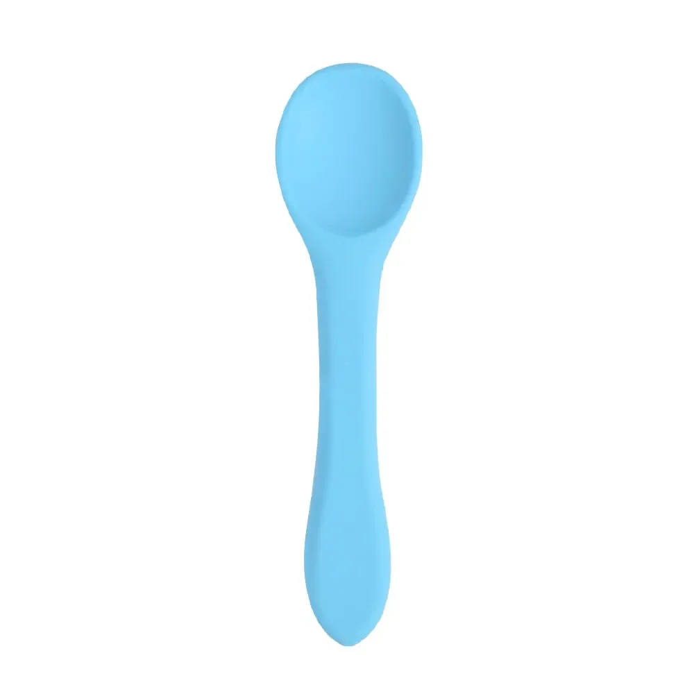 Cuillère en silicone pour bébé, sans phtalate, lavable au lave-vaisselle, 3 mois + degré de chaleur, testée en toute sécurité, pointe souple, entraînement