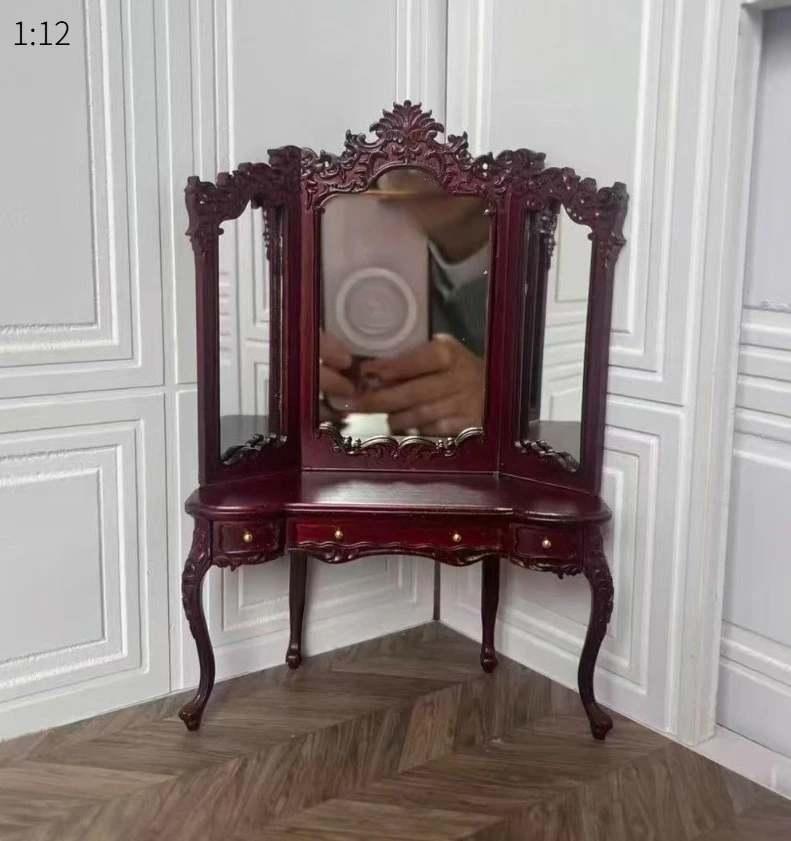 Miniature Dollhouse Furniture Wooden 1：12 Classical Mini Furniture Model Palace Retro Luxury Doll Wardrobe Doll Accessories view 2