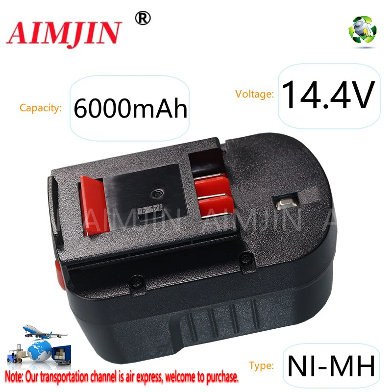 

AIMJIN Ni-Mh 14.4V 6000mAh HPB14 for Black and Decker Replacement Batteries for Firestorm FSB14 FS140BX 499936-34