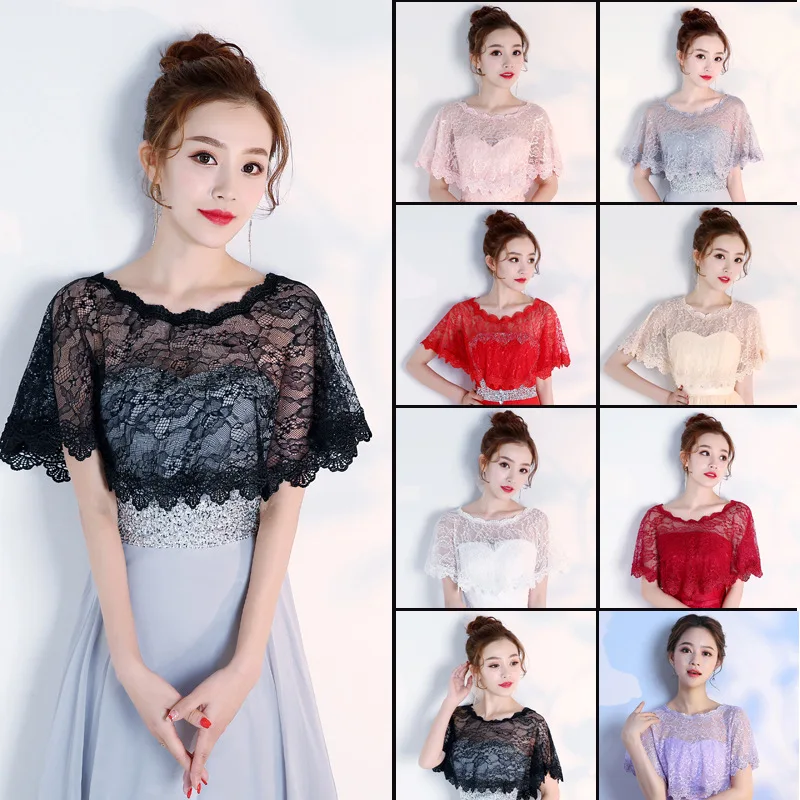 

Bride Wedding Lace Shawl Thin Tippet Women Lady Sun Protection Party Cape Wrap