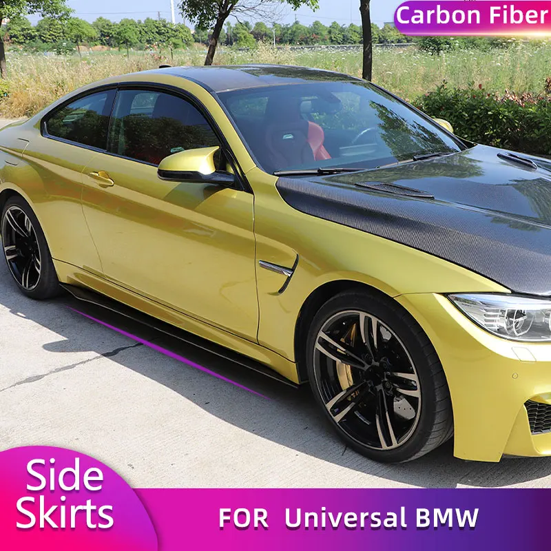 Universal Carbon Fiber Side Skirts Extensions for BMW F06 F12 F13 M6 F80 F82 M3 M4 2013-2019 Car Side Apron Lip Body Kits FRP