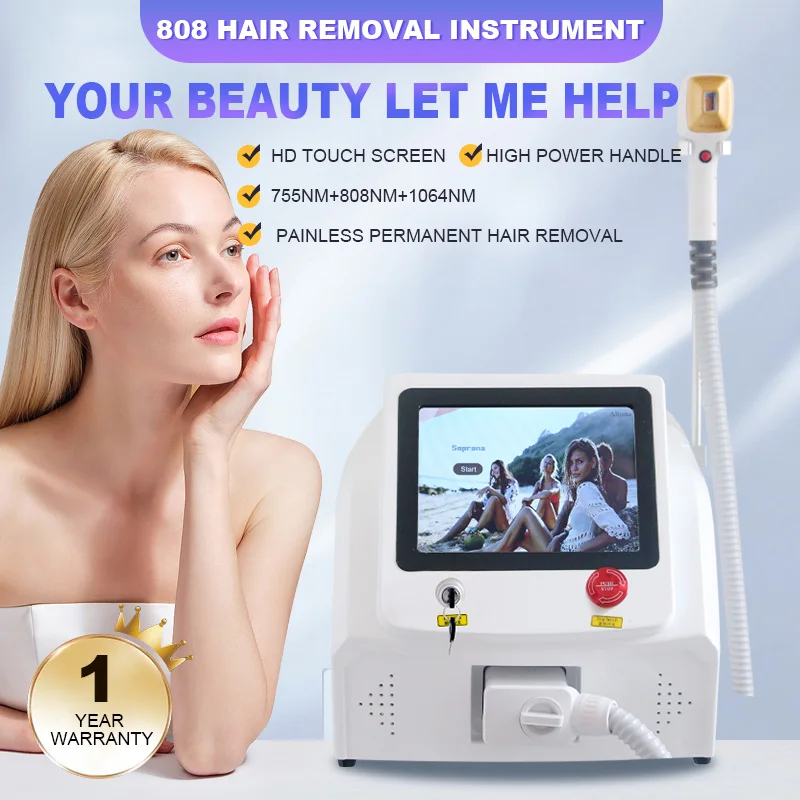 Professional 808nm Diode Laser Hair Removal Machine High Power 755 808 1064nm Cooling Ice Painless Depilation Device