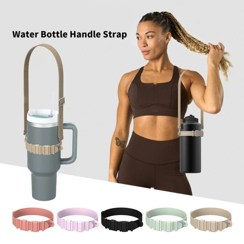 Water Bottle Handle Silicone Sling Holder with Shoulder Strap Fit 40Oz Tumbler Universal Bottle Lanyard Adjustable Strap