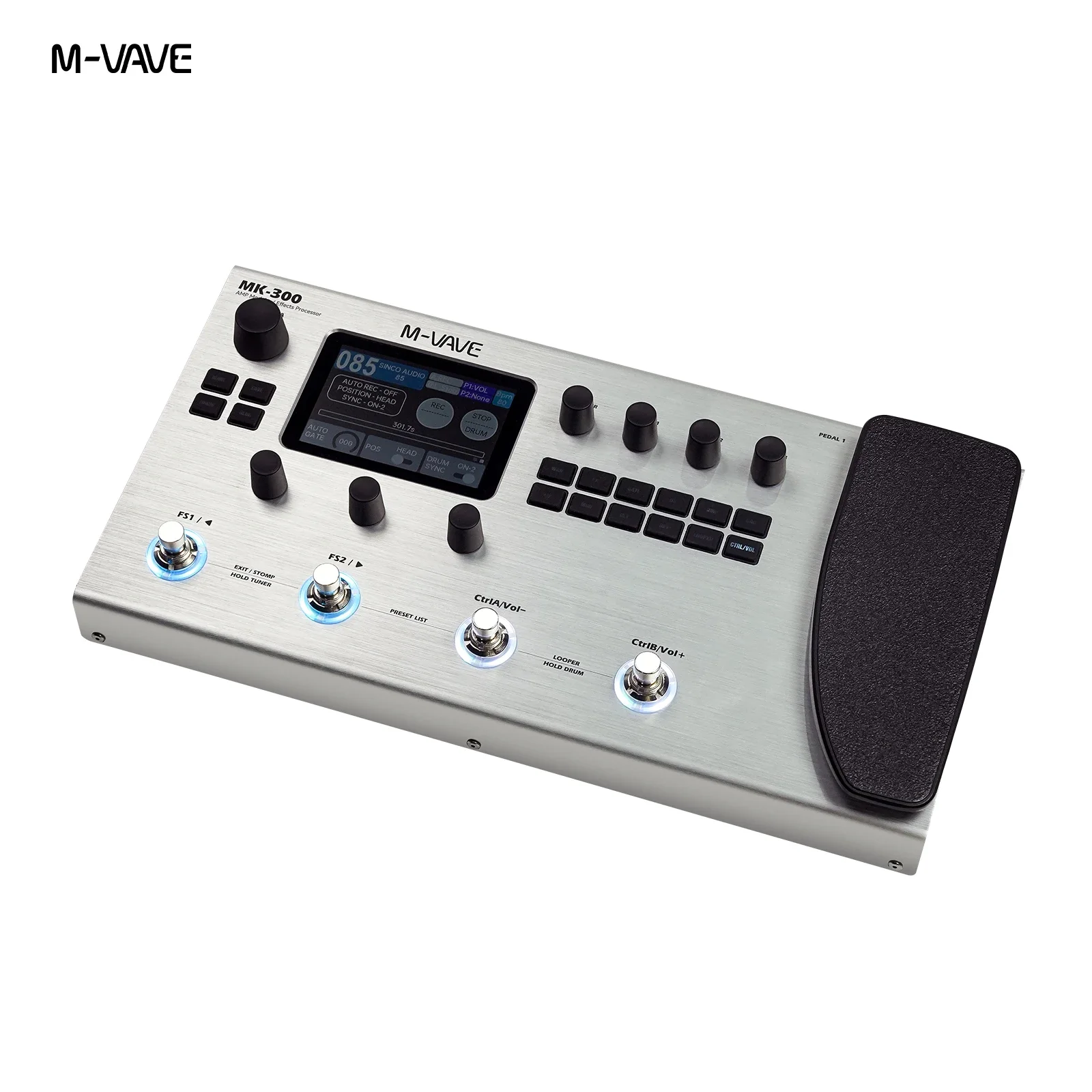 M-WAVE MX-300 マルチエフェクター M-VAVE MK-300 ギターベースマルチエフェクトプロセッサー、充電式