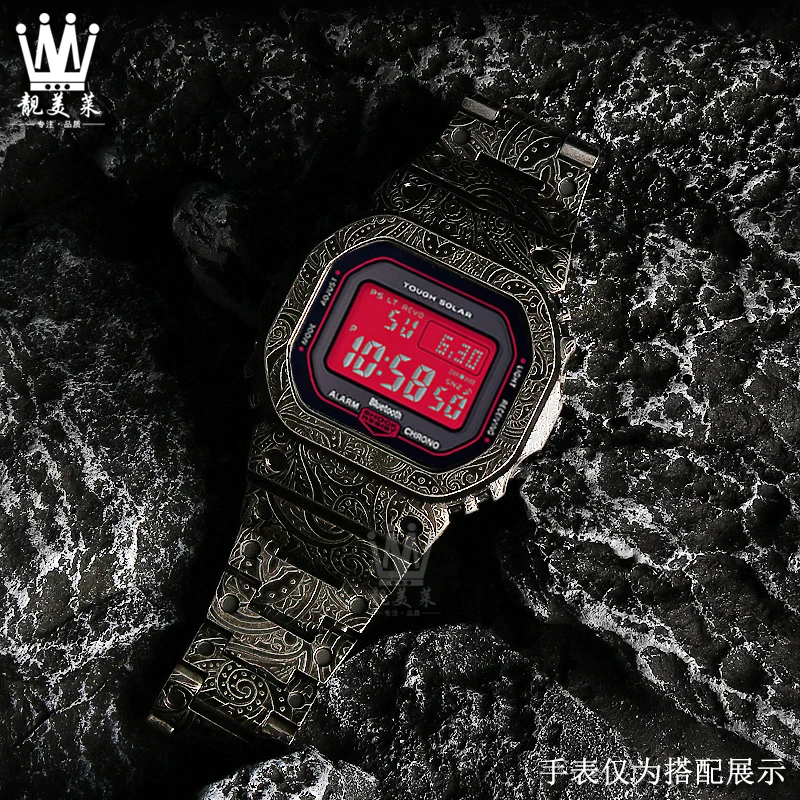 For Casio G-SHOCK watchband DW-5600 GW-B5600 GWM5610 GMW-B5000 retro old retrofitted metal stainless steel men case watch strap