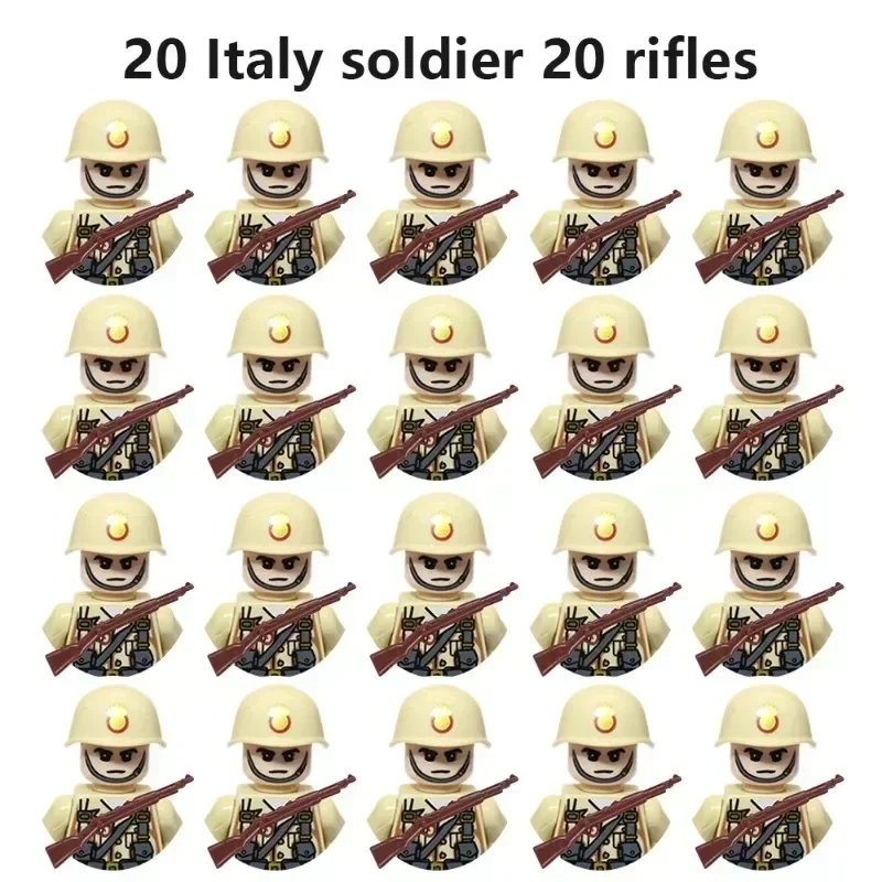 20-teiliges WWII Militär-Actionfiguren-Bausteinset Alliierte Streitkräfte Armeemänner Soldaten Multipack Kampfpaket Modellspielzeug Geschenk – Detail 16