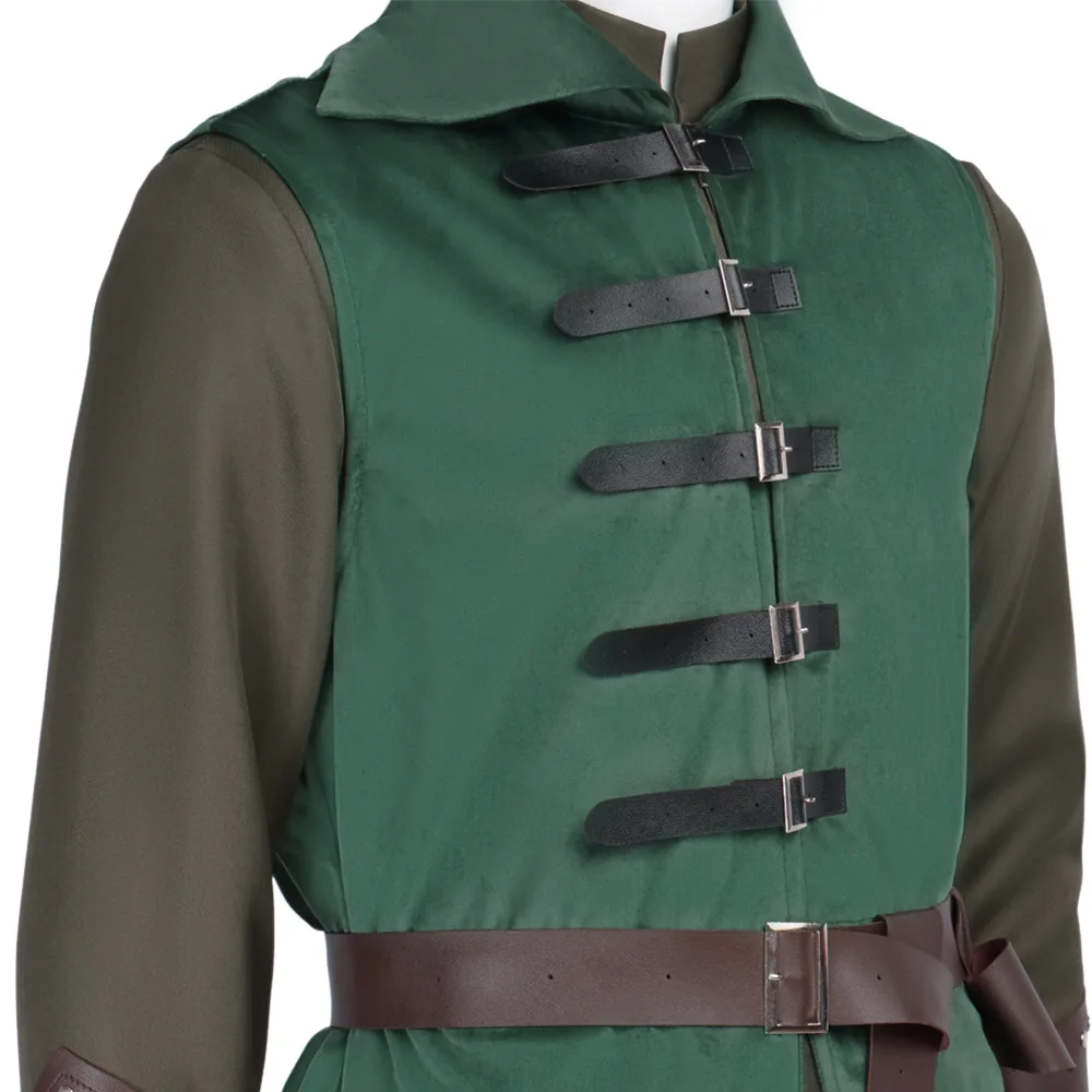 エルフ戦士コスプレグリーン衣装スーツ中世ルネッサンス男性男性変装ドレスベスト衣装ハロウィンカーニバルパーティー