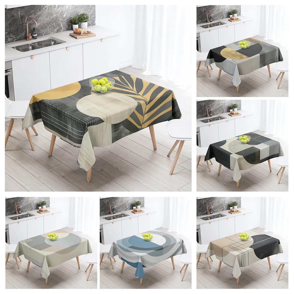 Abstract Geometric Tablecloth 1pc Resistant Party Decoration Restaurant Cafe Dining Table Tablecloths 140X200cm