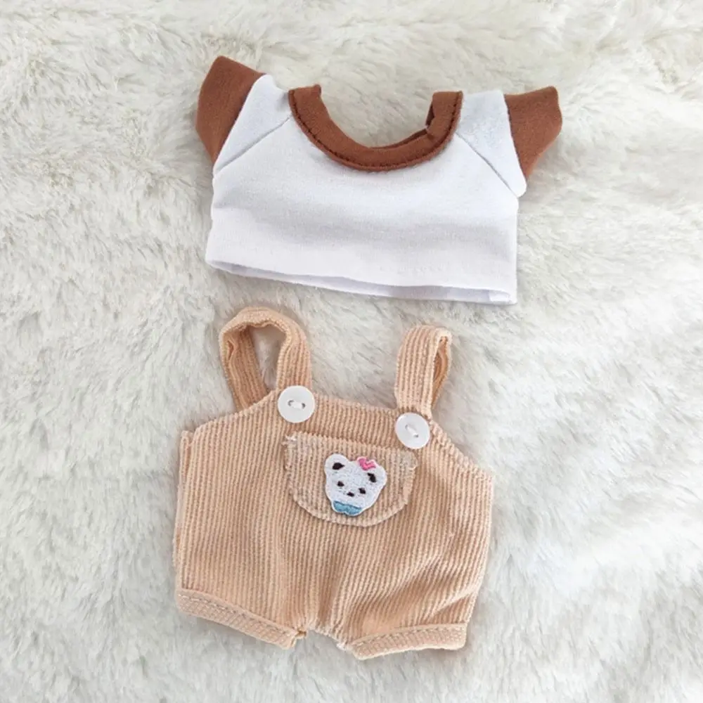 15cm/20cm Puppen kleidung lässig T-Shirt Overalls Jeans Outfit Baumwoll puppe Overalls Anzug trägt Puppen Kleidung Accessoires – Detail 6