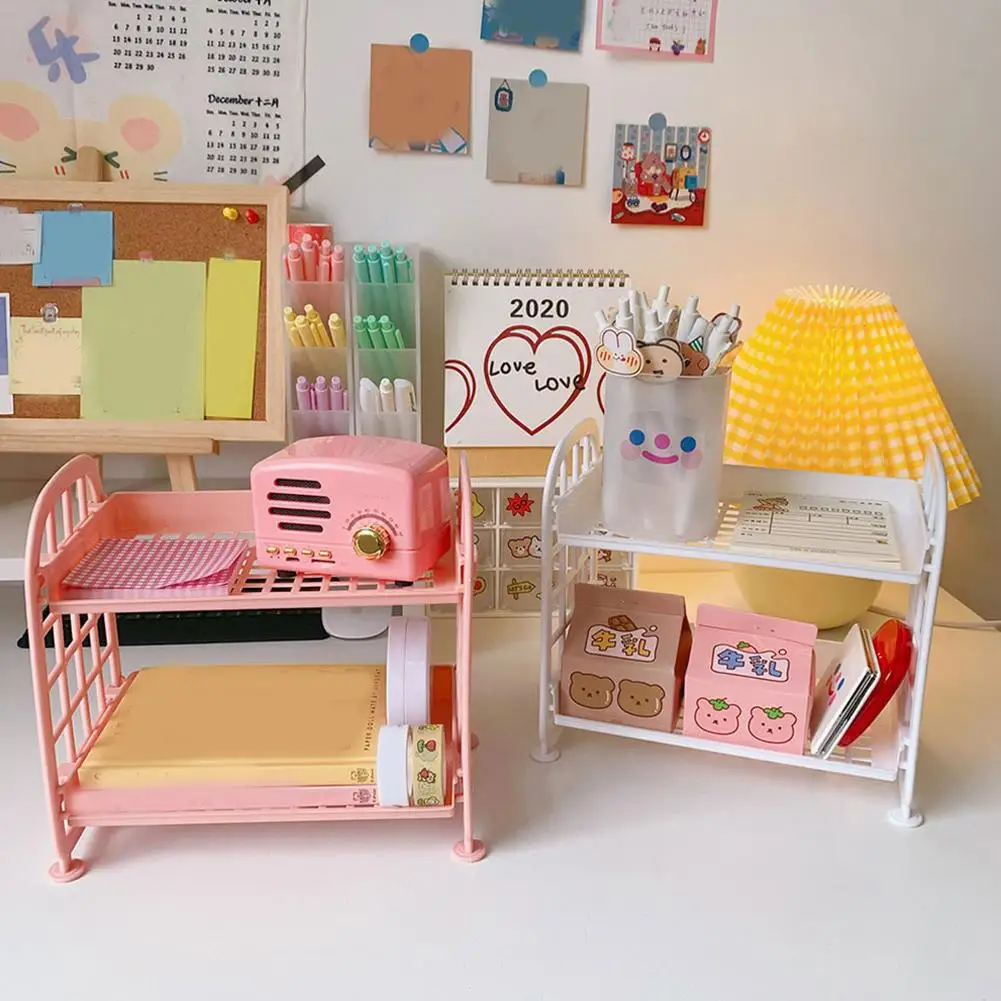 

Ins Cute Room Storage Organizer Storage Rack Kawaii Rack Shelf Cosmetic 2 Storage Jewelry Bathroom Layer Desktop Rack Stora B0S6