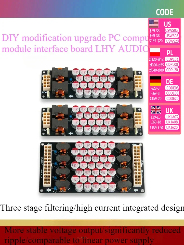 PCHFI digital broadcasting computer motherboard ATX CPU PCIE graphics card DC power filter module interface board