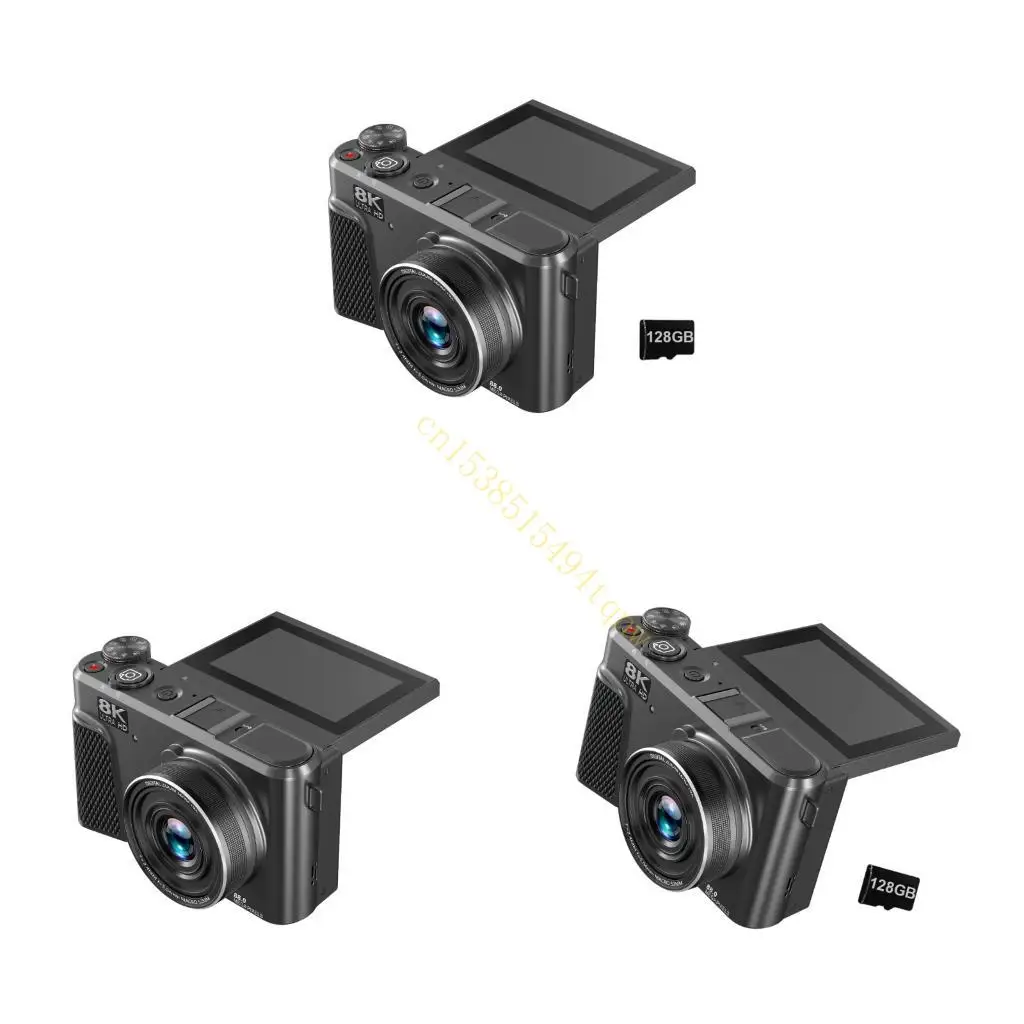 

Цифровая камера с поворотным экраном на 180 градусов, видеорегистратор 8K, фоторекордер с 18-кратным зумом