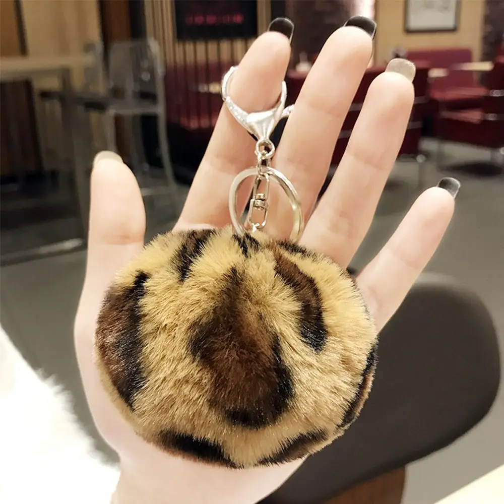 Gifts Accessories Faux Rabbit Fur Heart Round Ball Pendant Fur Ball  Keychain Key Ring Key Chains