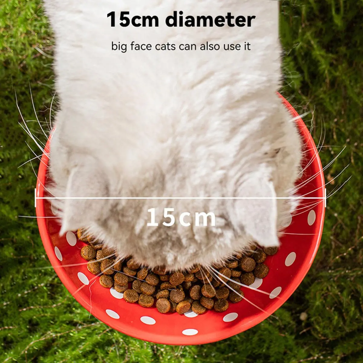 Mushroom Cat Bowl Ceramic Elevated Shelf,Beard Raised Cat Food Bowl for Food & Water for Flat Inclined Cat Plat Yellow