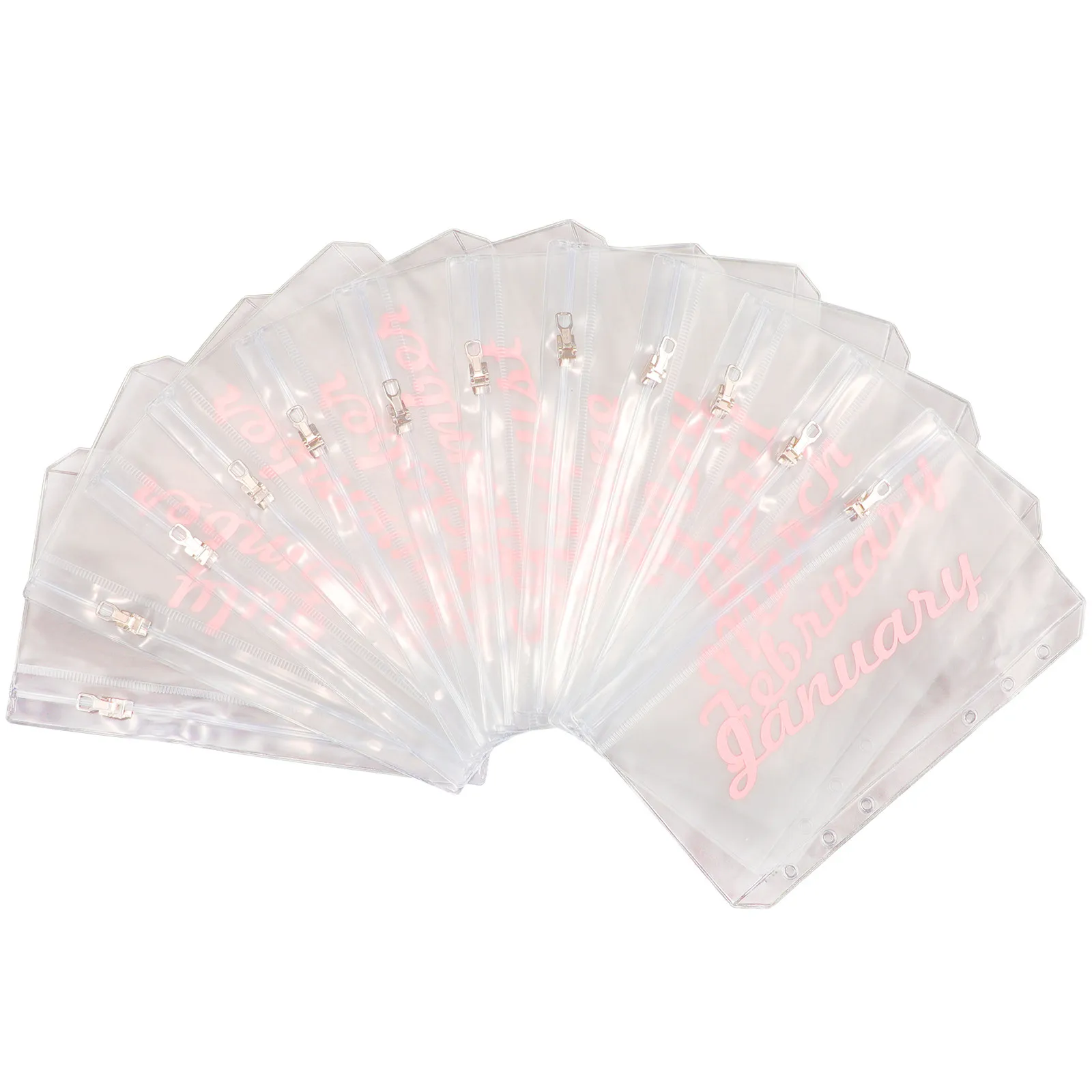 

12 шт. бюджетных конвертов-органайзеров из ПВХ с 6 отверстиями, многофункциональные карманы для хранения денег, документов, ежемесячного планирования