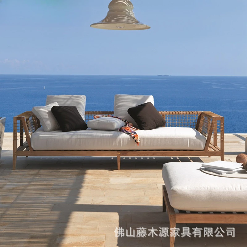 

Outdoor Teak Vine Sofa Courtyard Outdoor Balcony Leisure Furniture Hotel Villa New Anti corrosion Solid Wood Vine Sofa