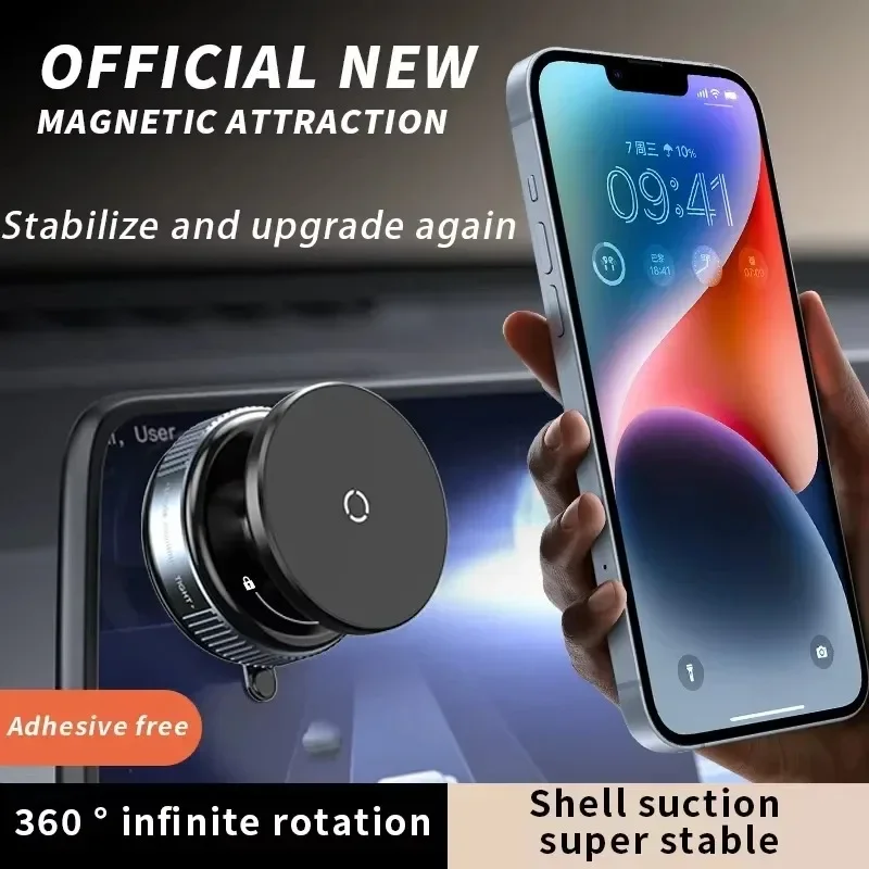 Magnetic Car Mount Mobile Phone Holder Vacuum Adsorption 360° Rotation Super Strong Suction Bracket for Universal Phone Holder