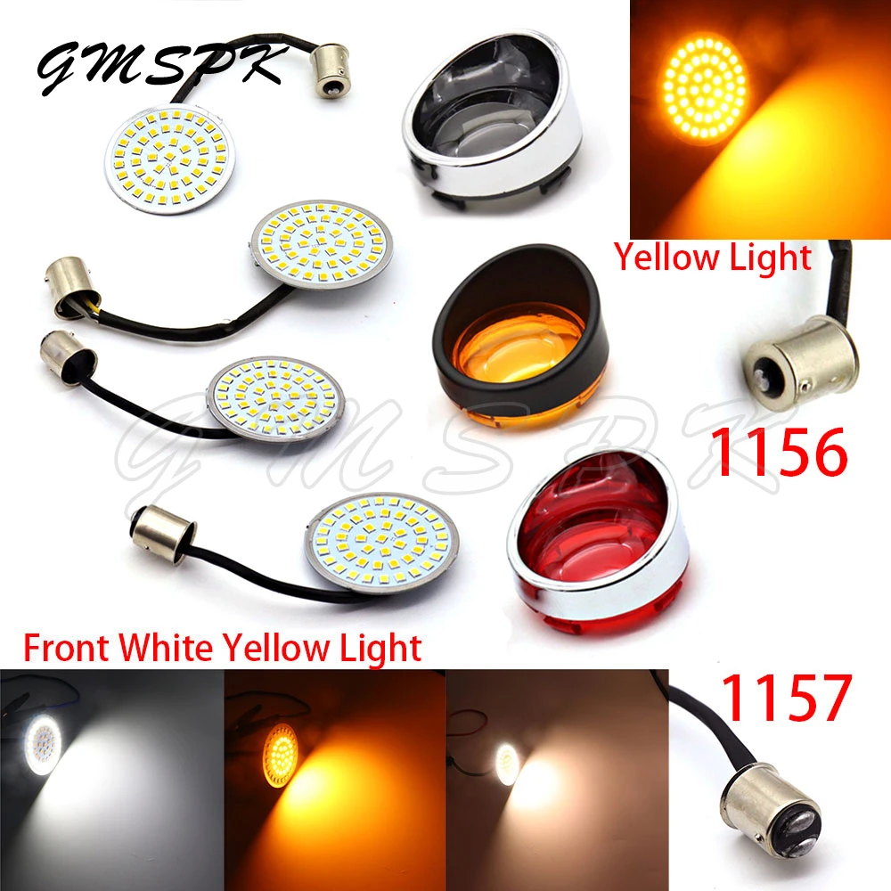 

2'' Bullet Turn Signal Light 1157 1156 LED Inserts Light +Lens Cover Fit for Harley Touring Electra Glide Sportster Softail Dyna