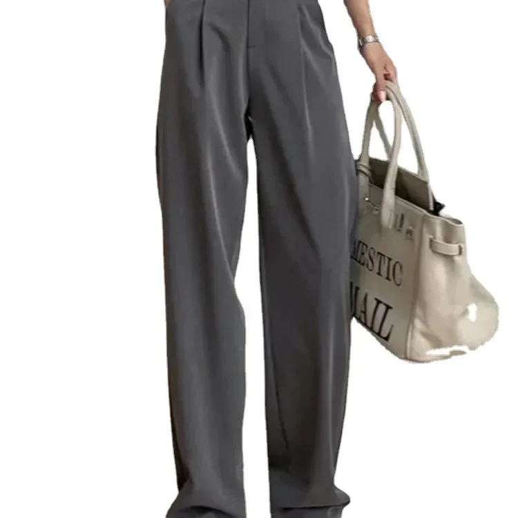 Casual Loose Pockets Straight Female Trousers Casual High Waist Women Long Pants 2024