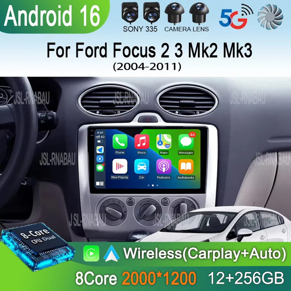 

Автомобильное радио Android 16 Auto Carplay WiFi для Ford Focus 2 3 Mk2 Mk3 2004 2005-2011 4G Мультимедиа GPS-навигация 2 din Авторадио BT