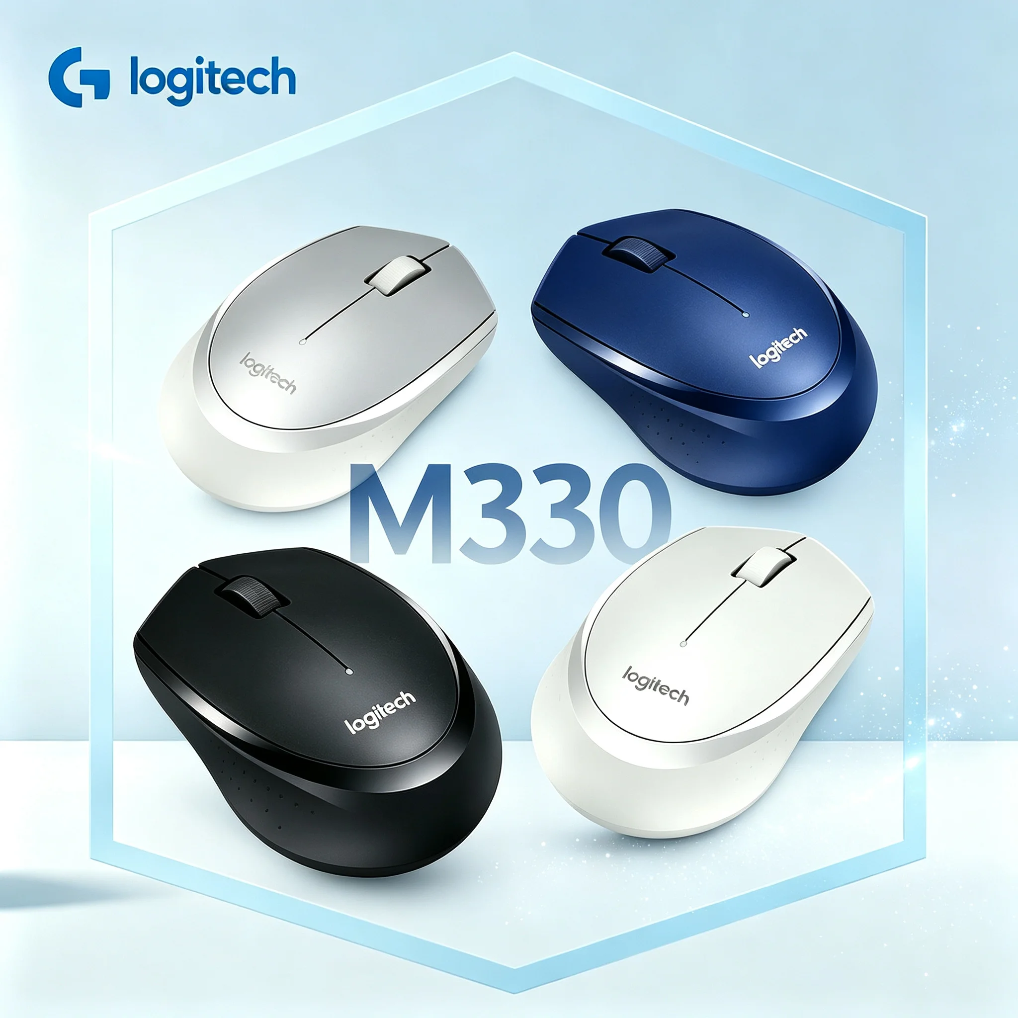 Logitech M330 Office Wireless Silent Mouse Ergonomic Shape Optical Mice With Nano Receiver