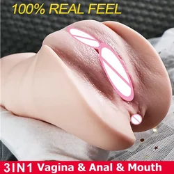 Male Masturbator 3 In 1 Realistic Vagina Sexy Toys For Men Pocket Pusssy Pussy Blowjob Masturbation No Vibrator Adults Sex Goods