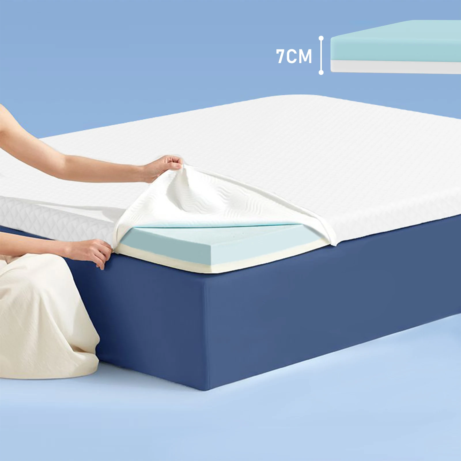 Topper 7CM Matratzenauflage mit H2-Härte, 80*200cm Gel-Topper für Komfort und Druckentlastung, Betttopper