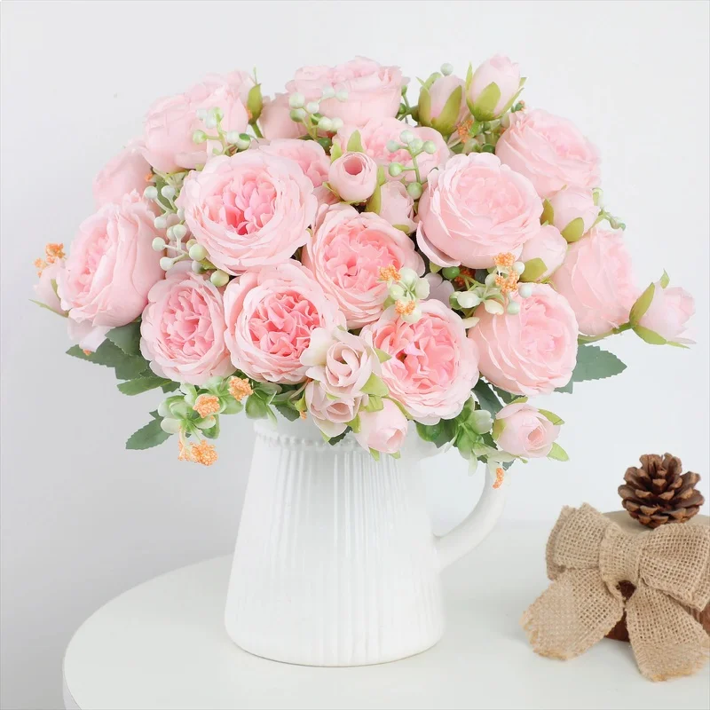Artificial Silk Peony Hydrangea Wedding Party Vase Home DIY Decoration Christmas Garland