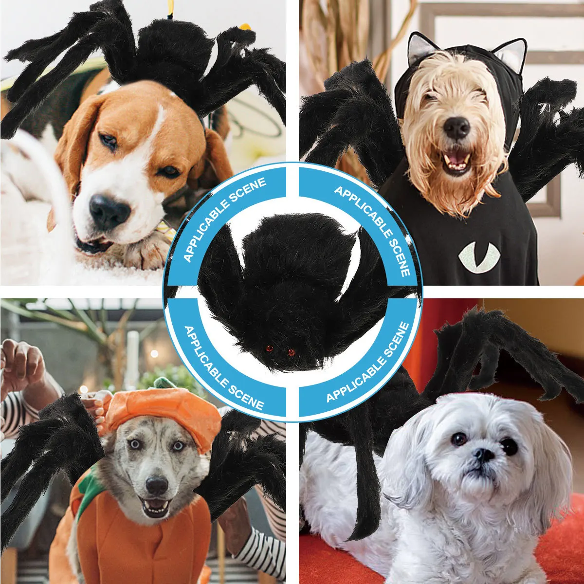 

Pet Spider Halloween Costume Dog Cat Cosplay Clothing Eight Simulated Legs Black Furry Harness Style For Halloween Pet