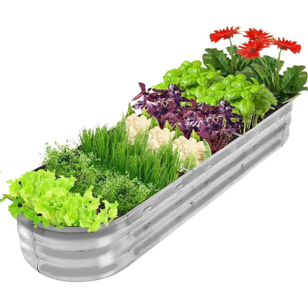 GADI Raised Garden Bed Kit for Vegetables Flower Galvanized Metal Planter Boxs Designed for Easy DIY and Cleaning Not Twist Or