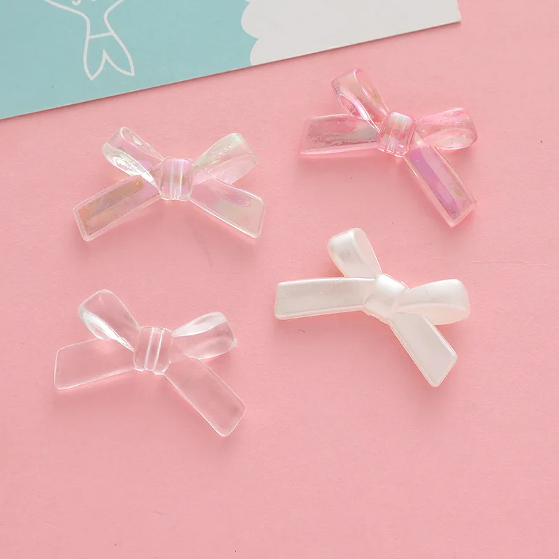 10Pcs Transparent Cute Butterfly Bow Resin DIY Shoes Hat Icebox Barrette Mobile Phone Case Scrapbook Cream Glue Flat Back Resin