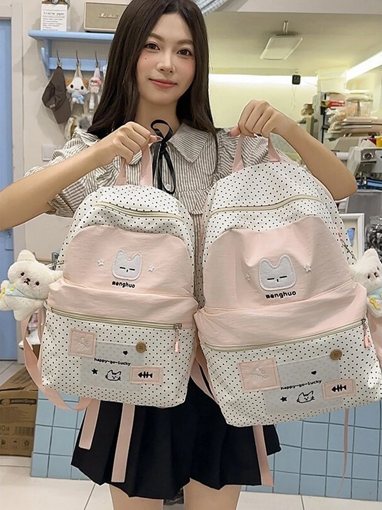 japanese-style-polka-dot-backpack-lightweight-spring-outing-high-aesthetic-dual-shoulder-bag-for-junior-and-high-school-s