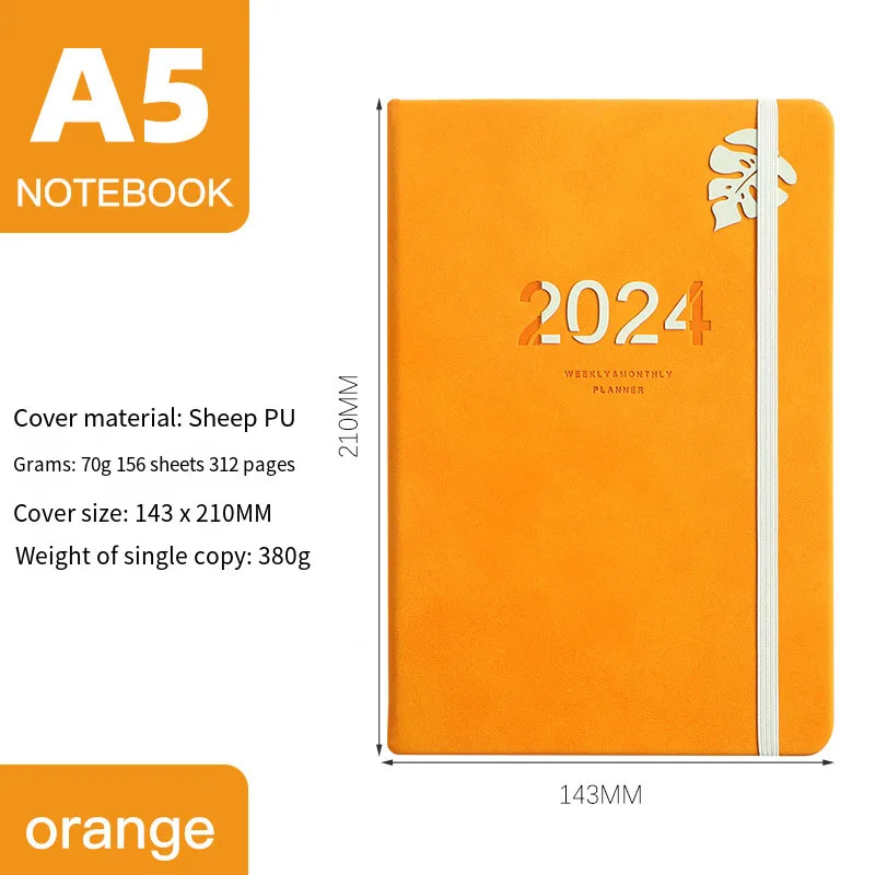 New 2024 Notebook Strap Elastic Band Notebook English Schedule Book Hard Surface Notepad