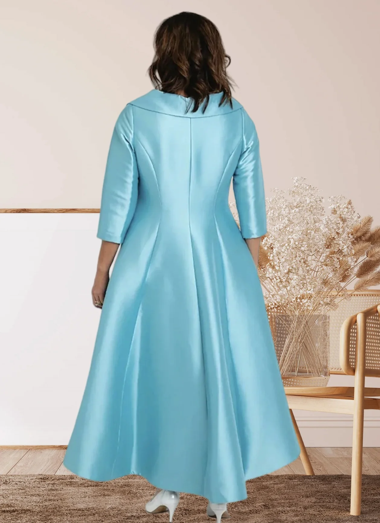 A-Line Mother of the Bride Dresses Elegant Dress Formal Wedding Ankle Length 3/4 Length Sleeve Shirt Collar with Button 2025