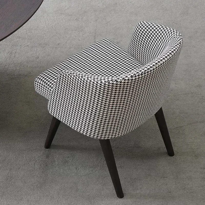 Nordic Style Restaurant Fabric Dining Chair Wood For Dining Room Modern Lounge Side Chair Arm Low Dining Chair