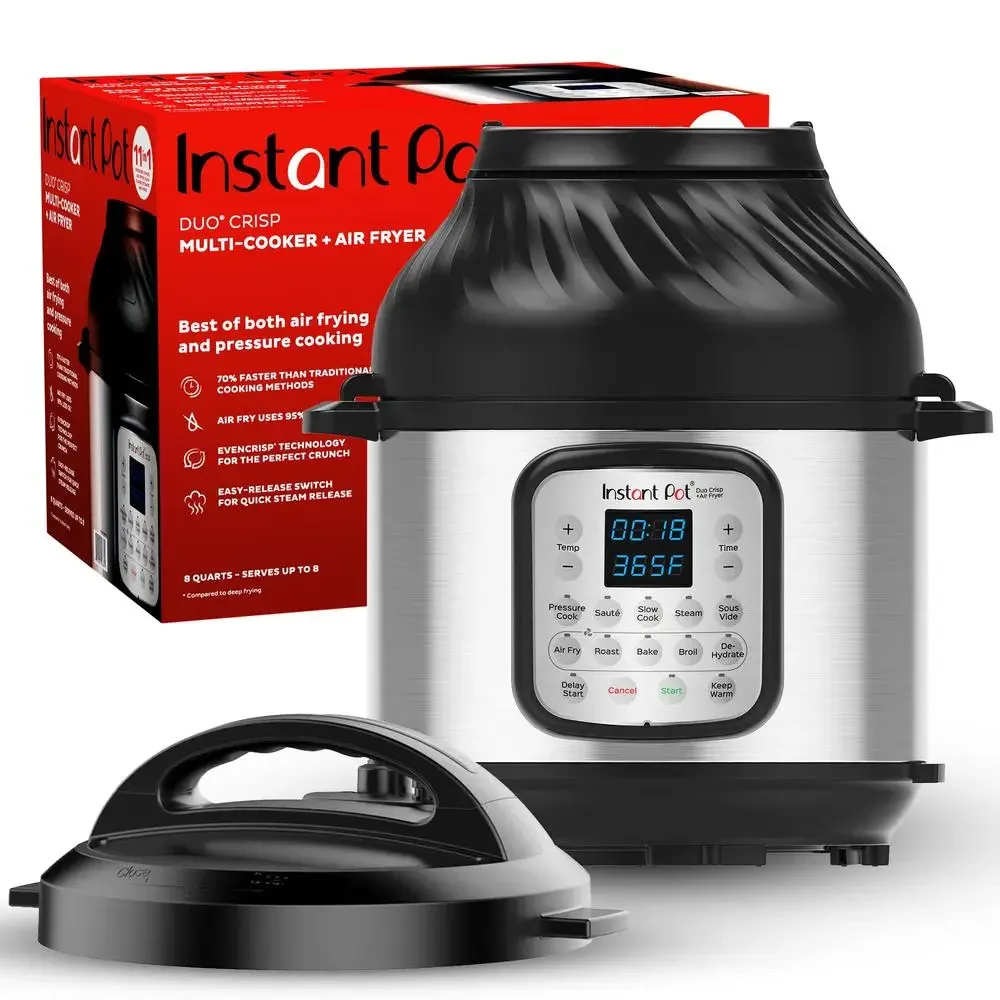 Freidora de aire 11 en 1, olla a presión, combinación de cocina múltiple con tecnología EvenCrisp, programas inteligentes, olla de cocina de acero inoxidable fácil