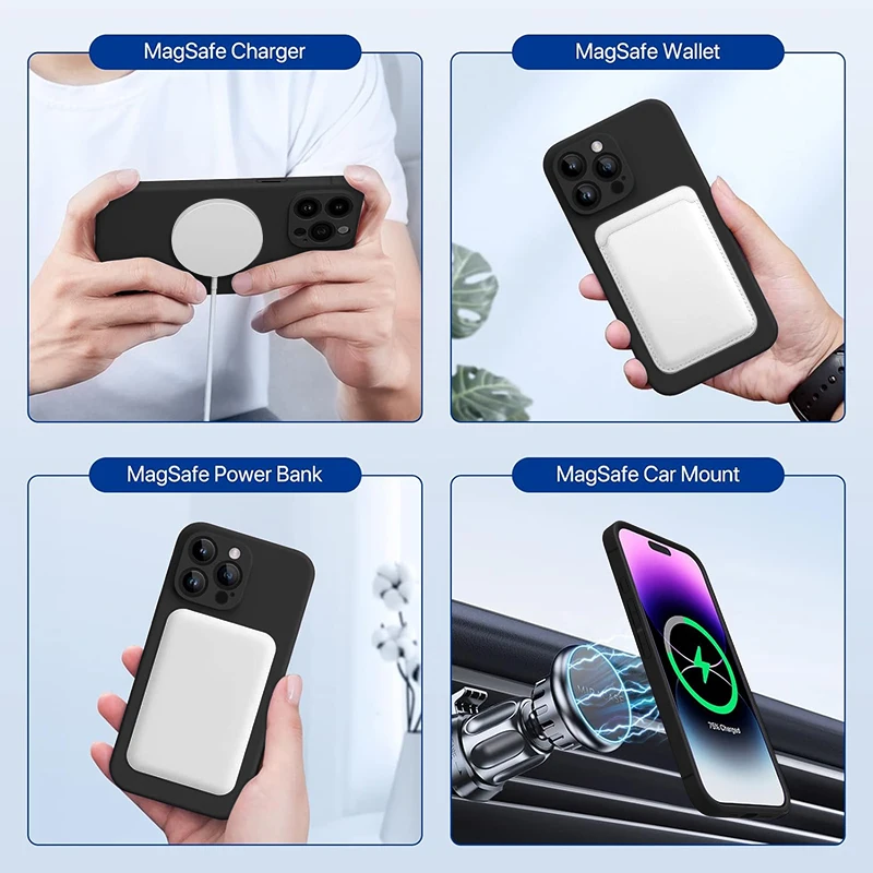 Soft TPU Case For iPhone 15 14 13 12 Pro Max 11 Magnetic For Magsafe Wireless Charge Shockproof Slim Liquid Silicone Phone Cover