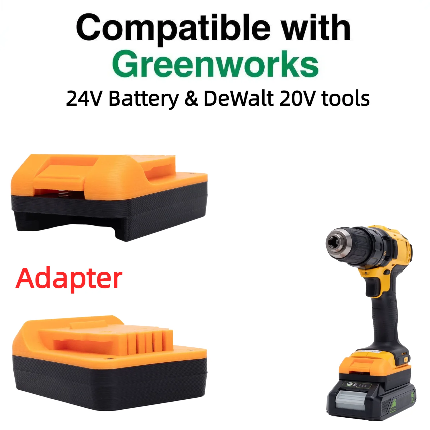 For Greenworks 24V Series Li-ion Battery TO DeWalt 20V Cordless Power Tools Battery Adapter/Converter(Only Adapter)