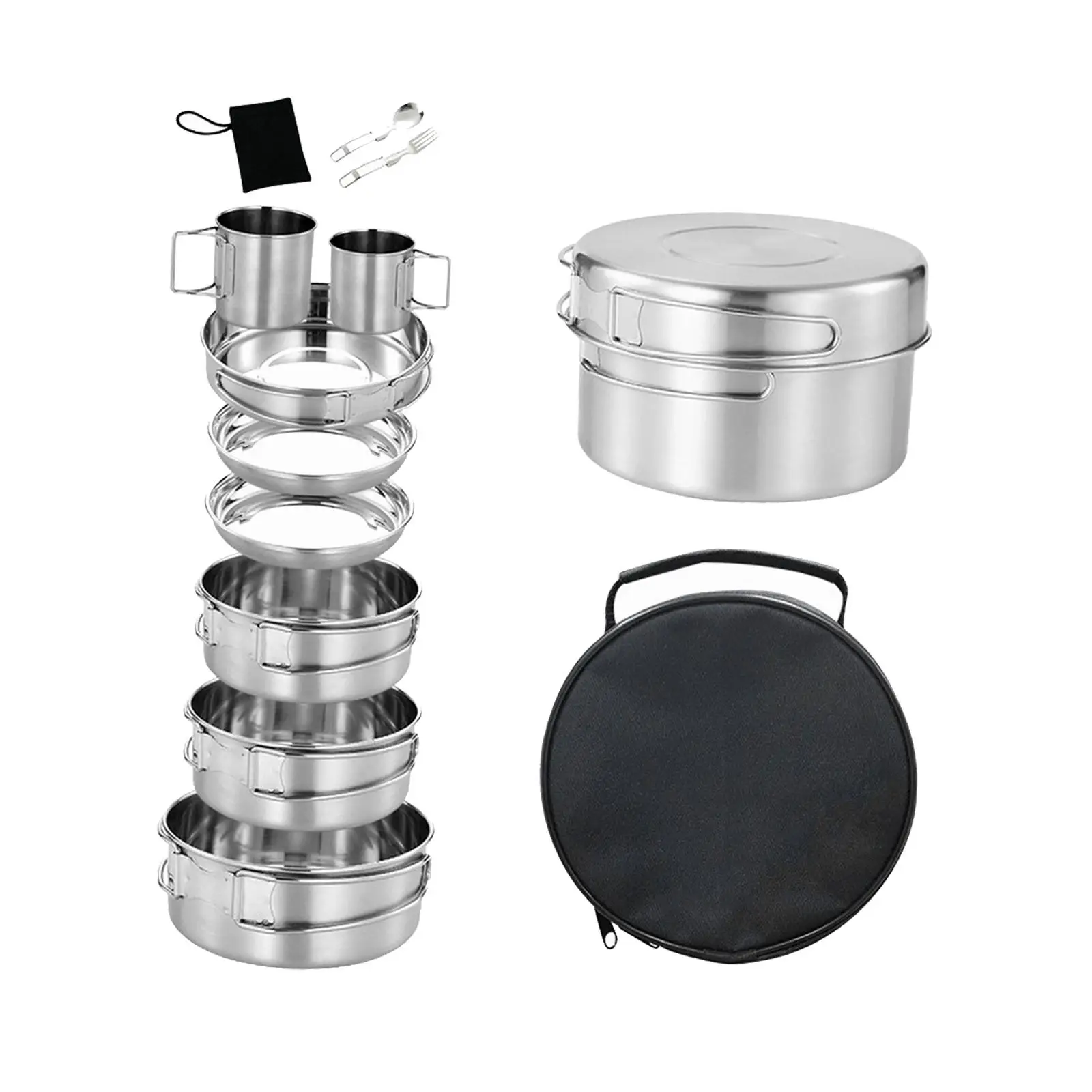 Camping Cookware Mess Kit Camping Bowls Stainless Steel Easy to Clean Versatile