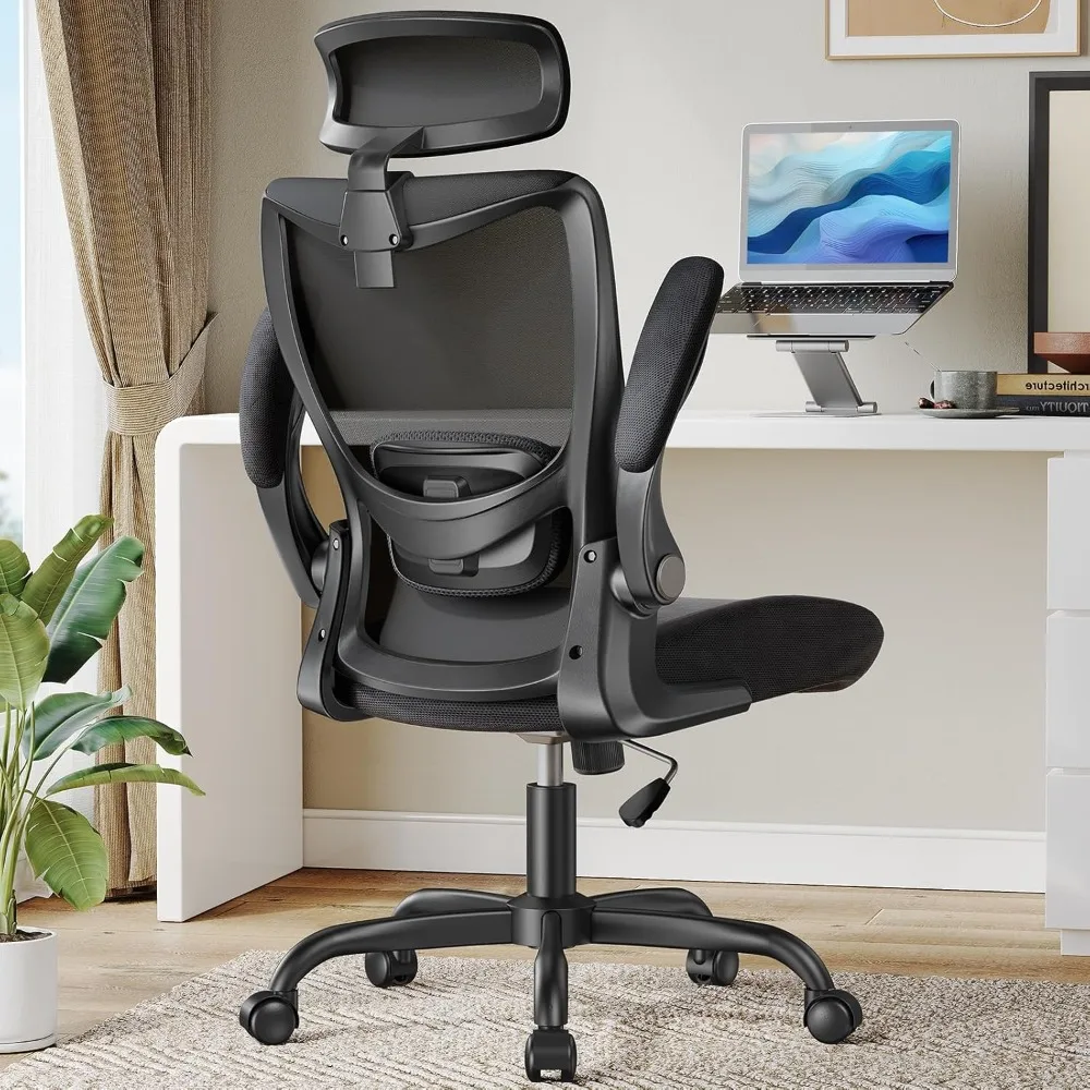 

Ergonomic Office Chair, High Back Desk Chair with Adjustable Lumbar Support & Headrest, Home Office Swivel Mesh Computer Chair