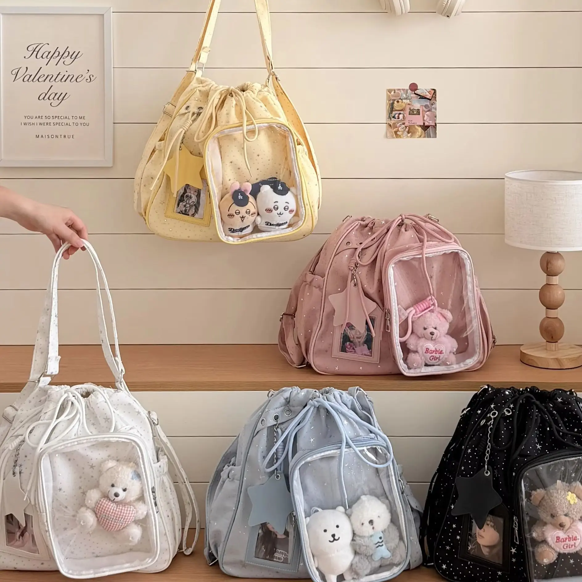 Mochila pentagrama de gran capacidad para estudiantes, bolso de doble asa de nuevo estilo, bolso estilo universitario, bolso ita para estudiantes de secundaria