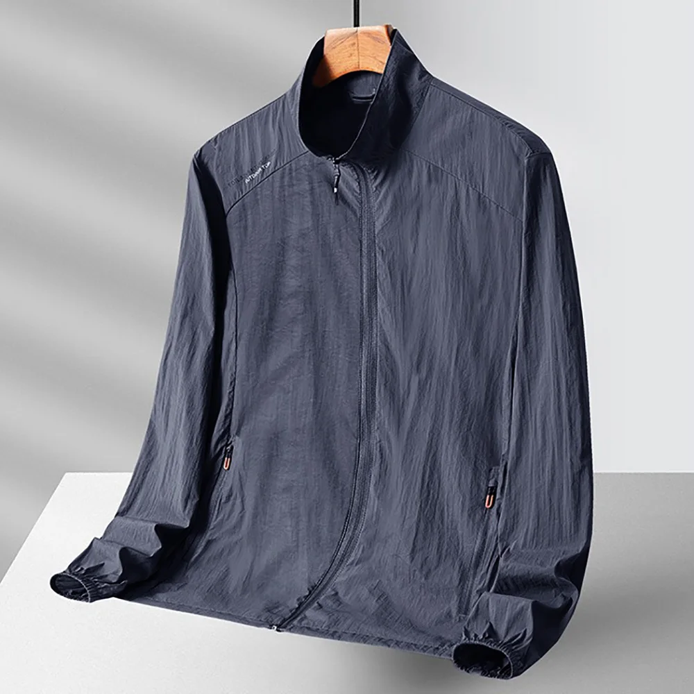 Summer New Men's Sun Protection Jacket Breathable Lightweight Skin Coat Stand Collar Casual Quick Dry Jacket Cool Feeling