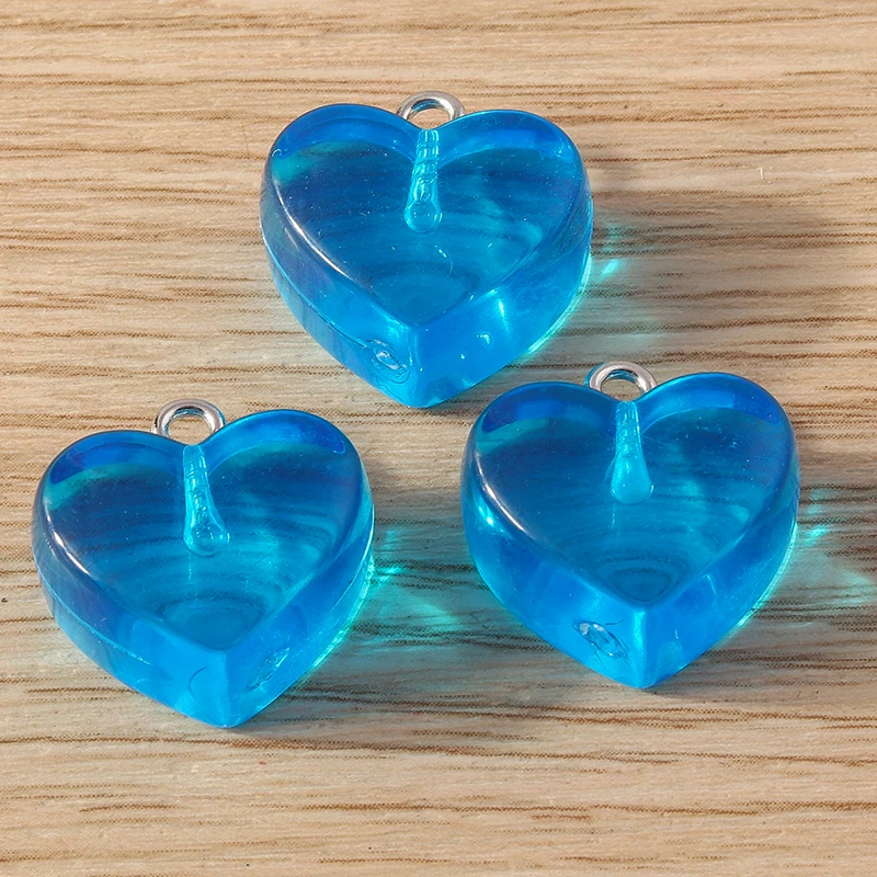 10 Stück süße bunte Harz transparente Herz Charms Anhänger für Schmuckherstellung Ohrring Armband Halskette DIY Bastelbedarf – Detail 6