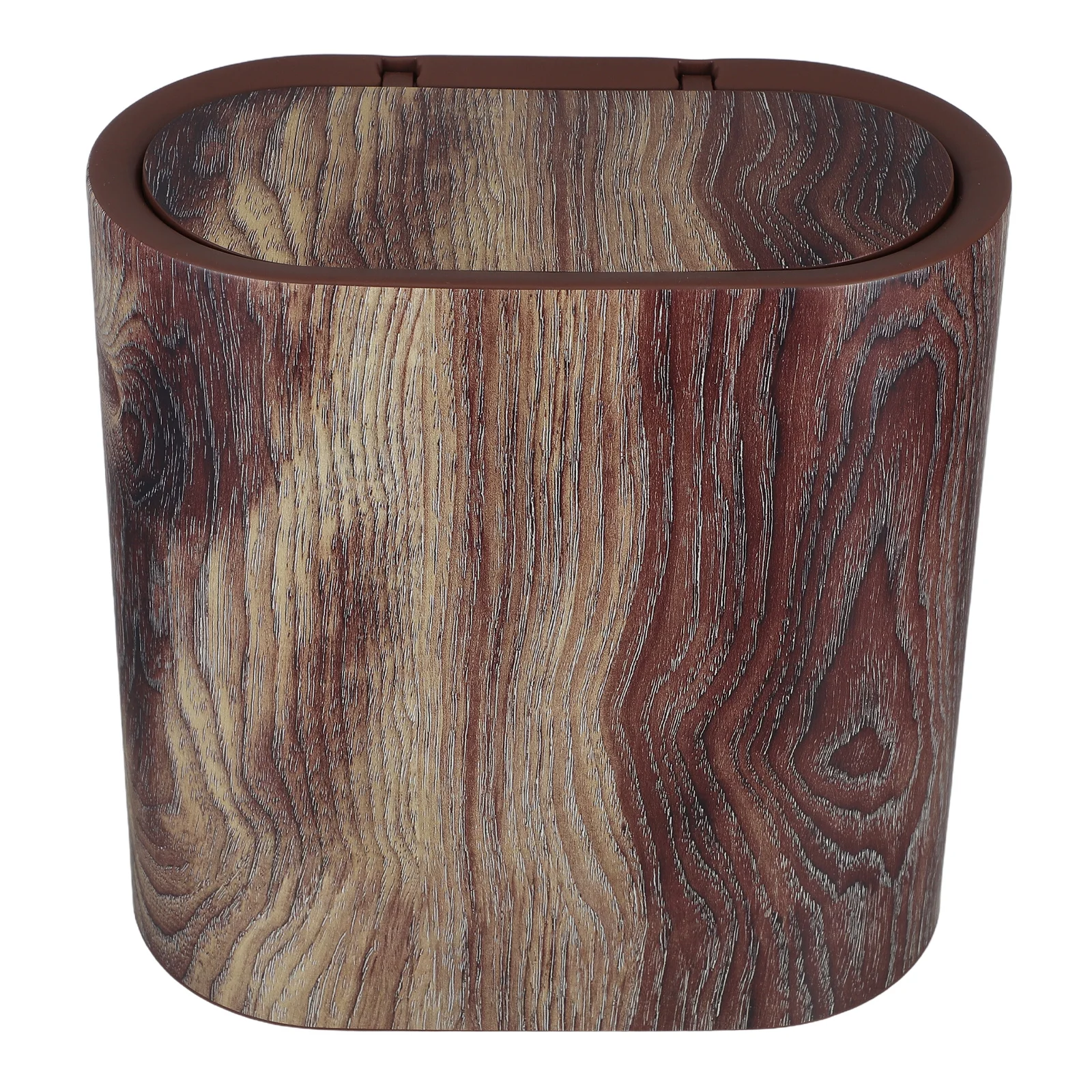 

Compact Plastic Waste Container Narrow Design Wood Finish Bin for Bathroom Bedroom Office Kitchen Tidy Clutter-Free Environment