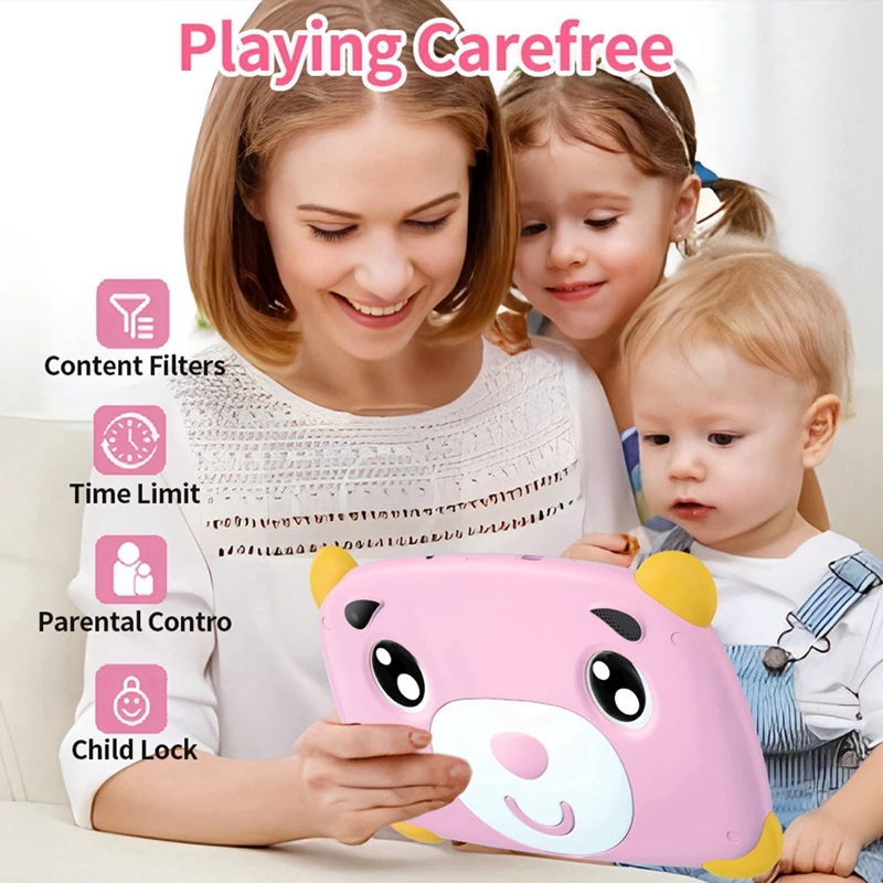 7-Inch Children's Tablet Wifi Version IPS Screen Dual Card Explosion-Proof Screen Four Corners Anti-Fall EU PLUG