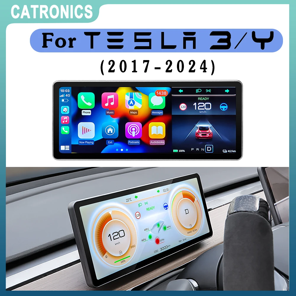 

CATRONICS for 2023Tesla Aaccessories Model 3 Y Digital Dashboard Heads Up Display Carplay Android Auto for Tesla HUD Accessories