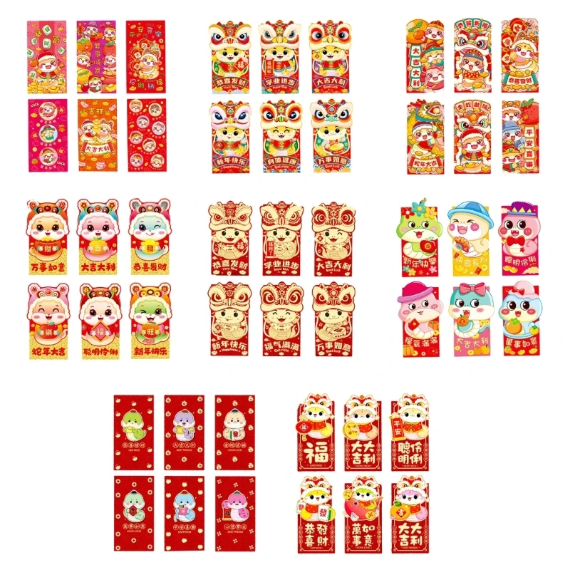 

6Pcs 2025 Snake Year Redness Packets for New Year Spring Festival Celebration Dropship