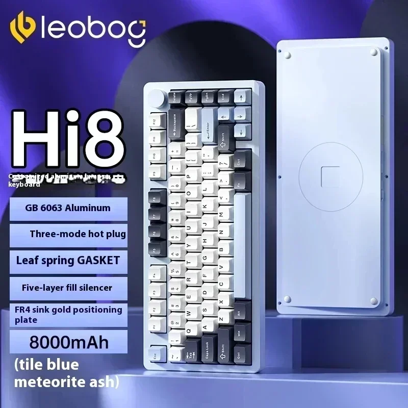 Teclado mecánico Leobog Hi8, teclado inalámbrico Bluetooth de 3 modos, aleación de aluminio, junta de intercambio en caliente personalizada, teclados para jugadores, regalo